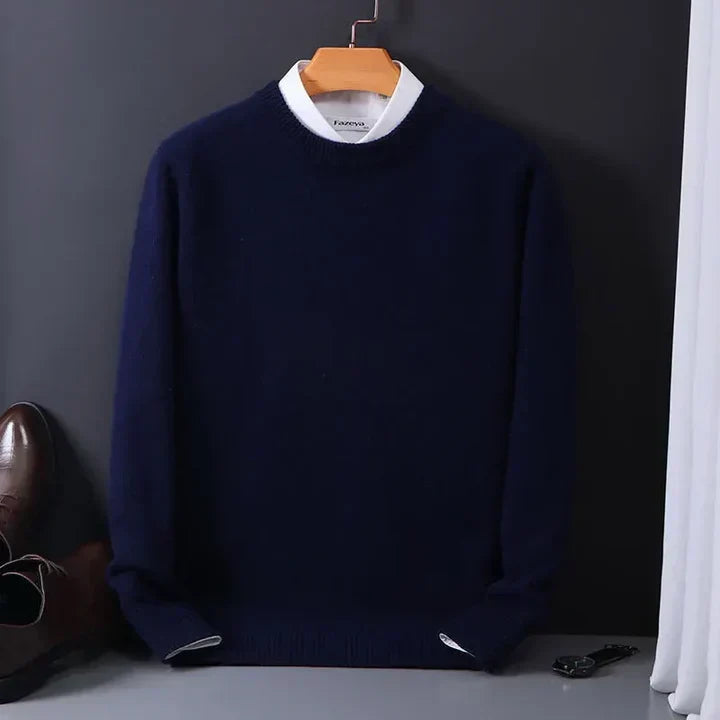 Men's Plush Knit Crewneck Pullover – Navy Blue