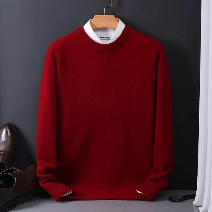 Men's Plush Knit Crewneck Pullover – Red