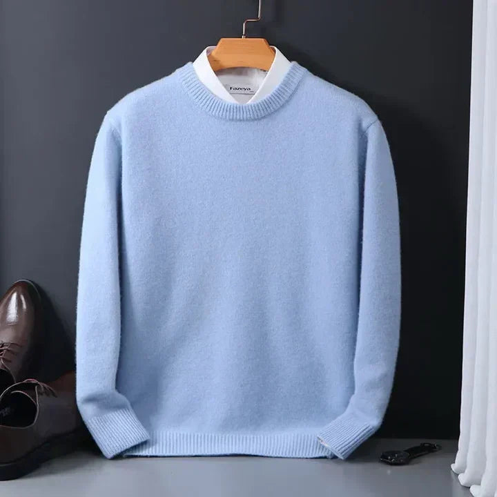 Men's Plush Knit Crewneck Pullover – Light Blue
