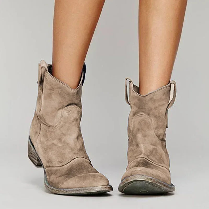 Women's Suede-Finish Western Booties – Brown