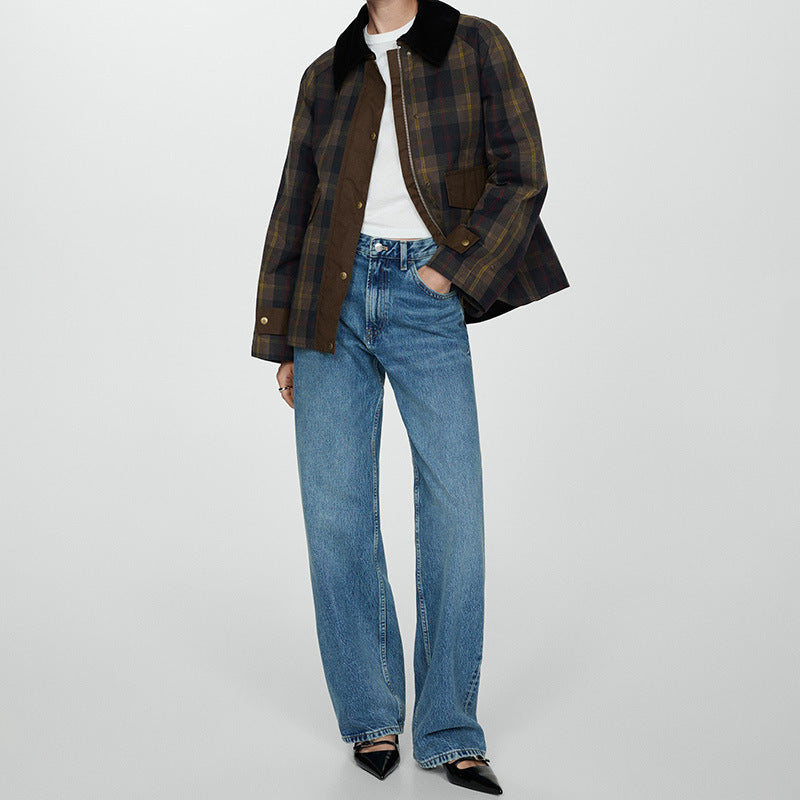 Women's Plaid Plush-Fur Collar Jacket – view 2