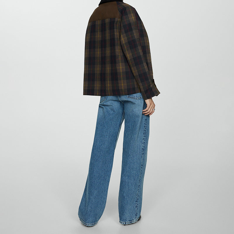 Women's Plaid Plush-Fur Collar Jacket – view 3