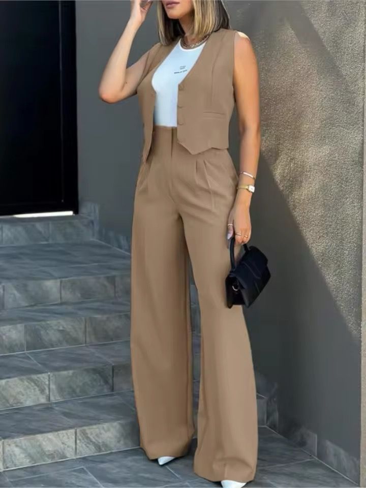 Women's Fitted Waistcoat and Flared-Leg Trouser Set – view 7