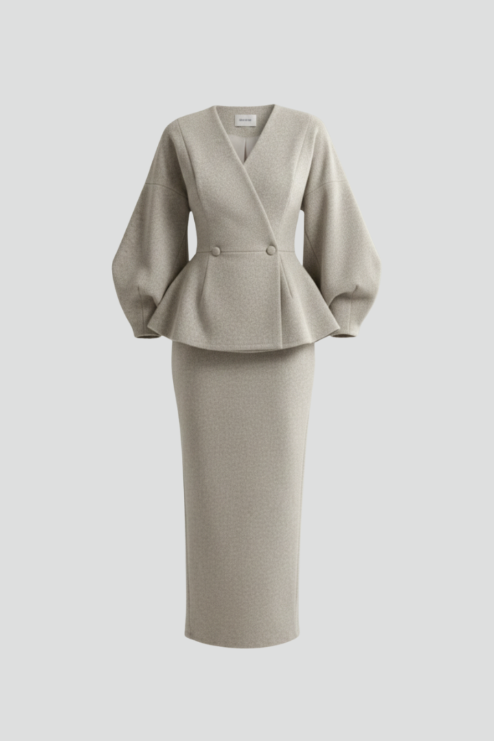 Women's Peplum Blazer and Floor-Length Skirt Suit – view 4