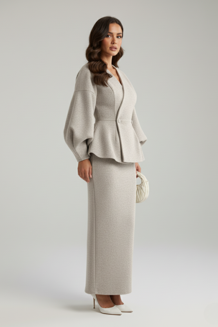 Women's Peplum Blazer and Floor-Length Skirt Suit – view 6