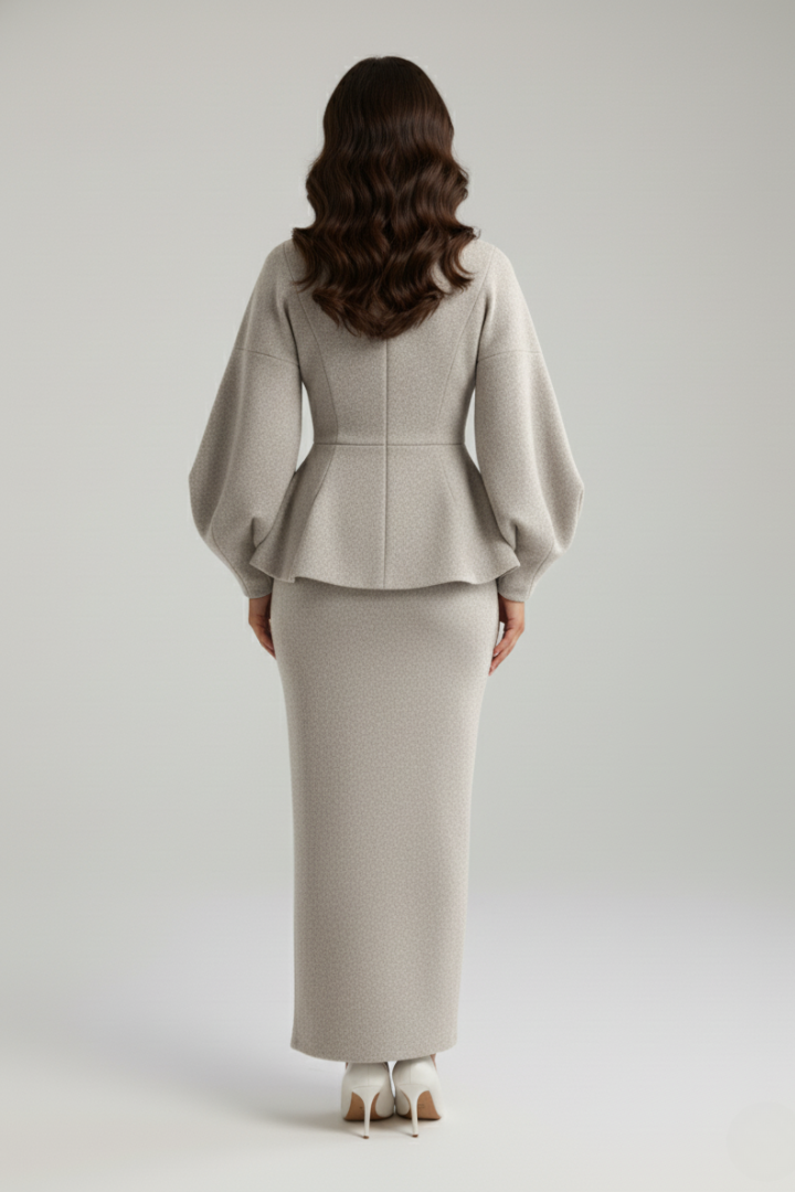 Women's Peplum Blazer and Floor-Length Skirt Suit – view 7