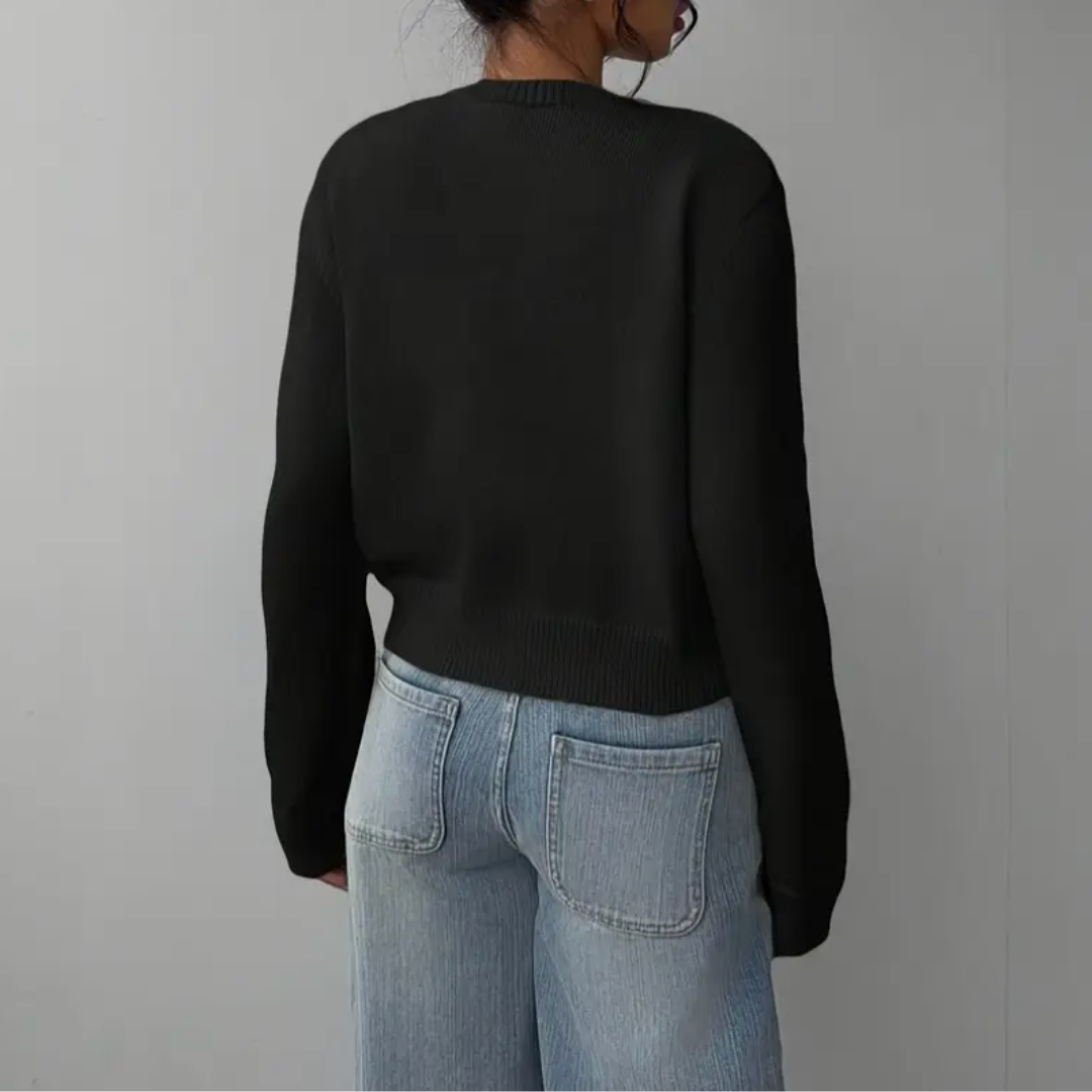 Women's Crop-Length Button-Front Knit Cardigan – view 9