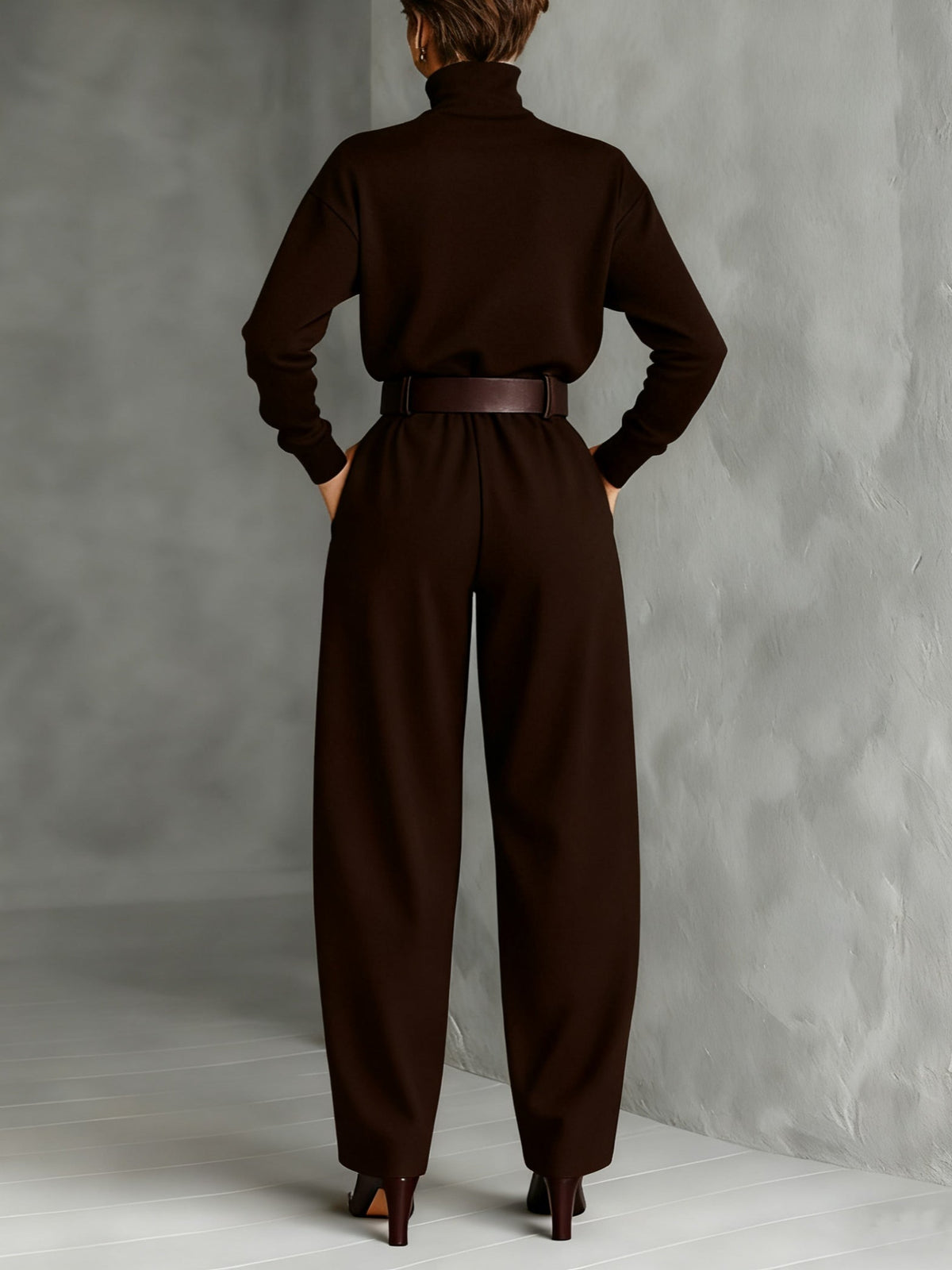 Women's High-Neck Wide-Cut Jumpsuit Set – view 5