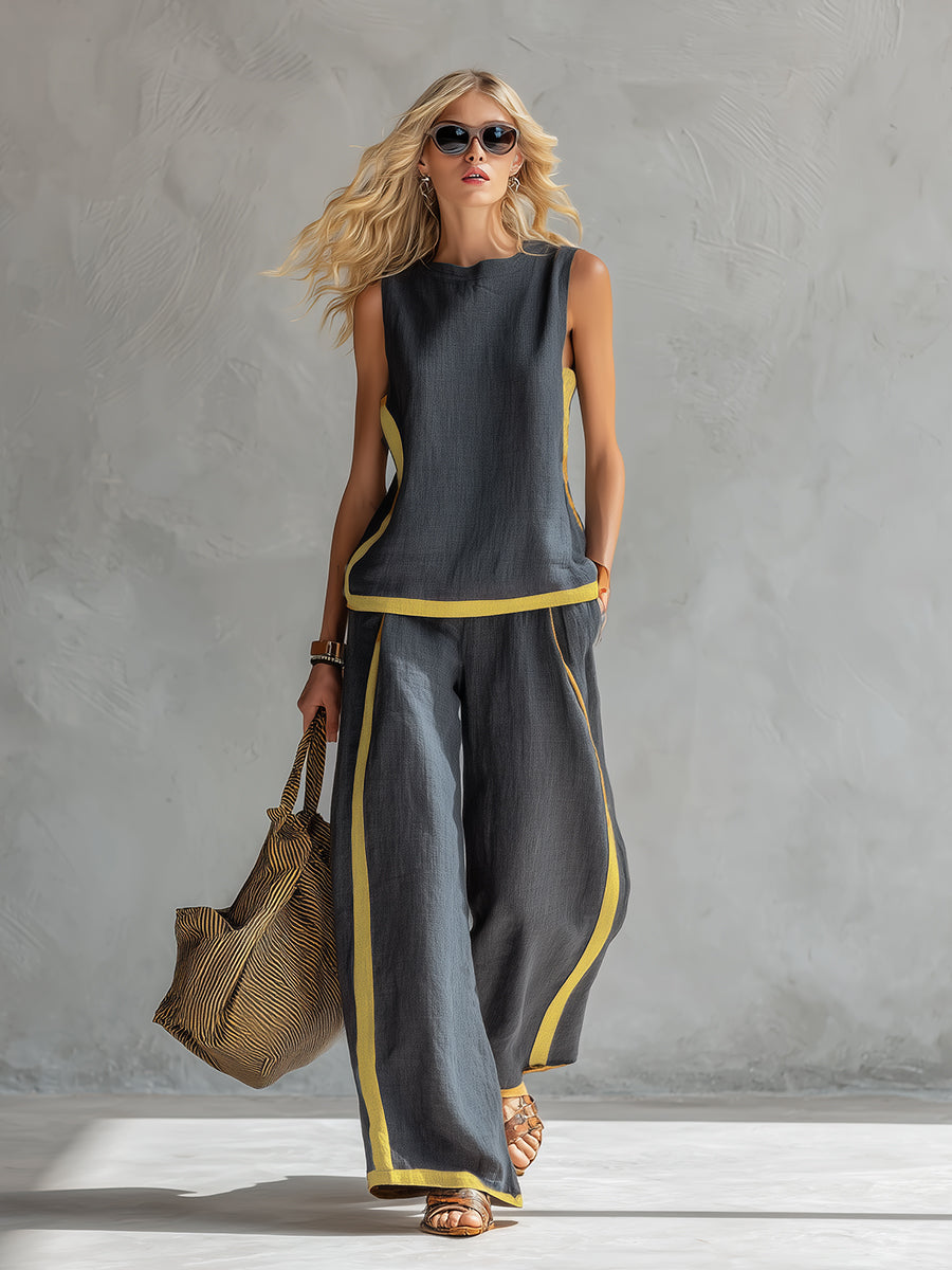 Women's Wide-Cut Two-Piece Set – Gray