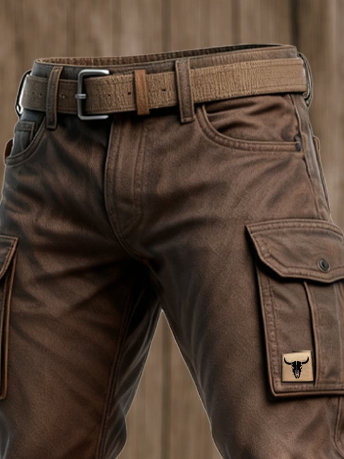 Men's Narrow-Cut Fit Slim-Tapered Utility Cargo Trousers – view 5
