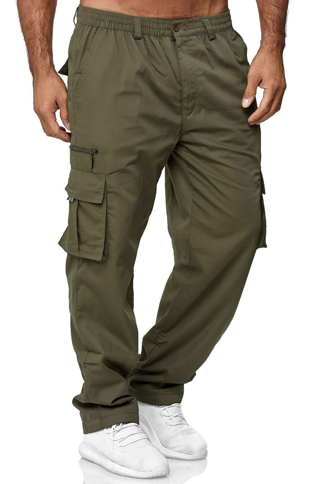 Men's Utility Cargo Trousers for Everyday Wear – Olive Green