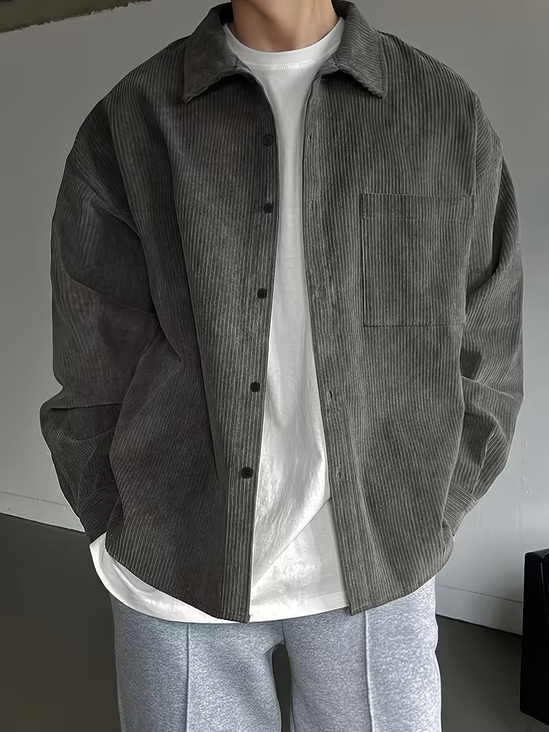 Men's Cord Long-Sleeve Everyday Jacket – Gray