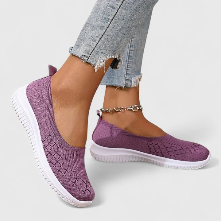 Women's Stretchy Support Pull-On Shoes – Purple
