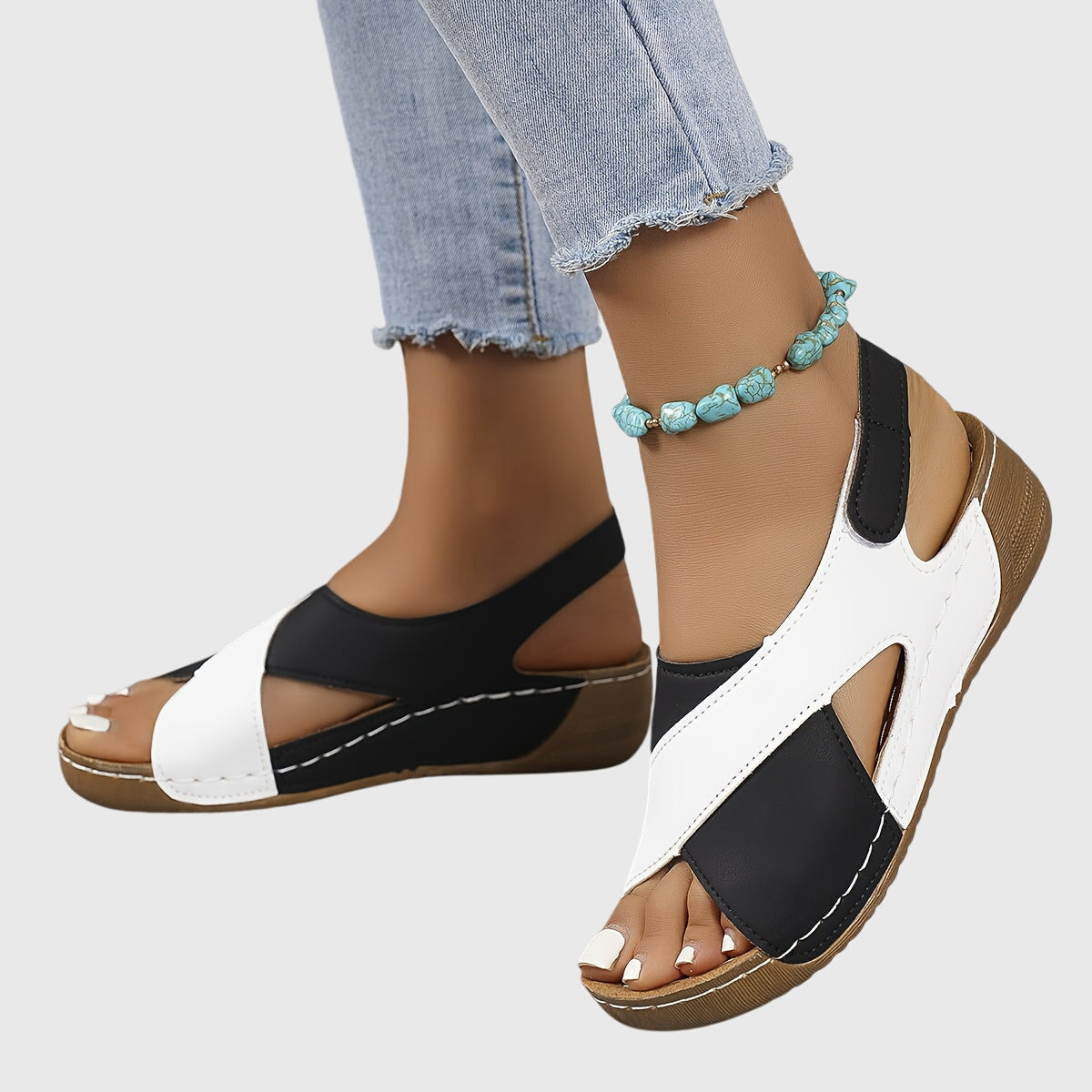 Women's Support Sandals with Adjustable Straps – Black