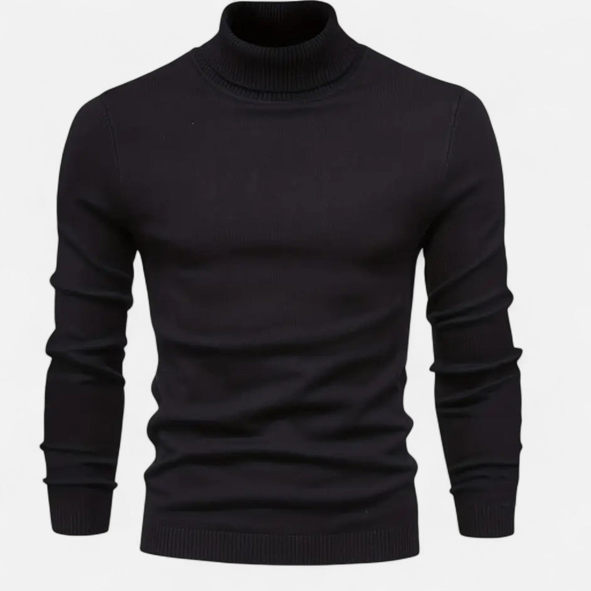 Men's Wool Blend Lapel Neck Pullover for Everyday Wear – Black