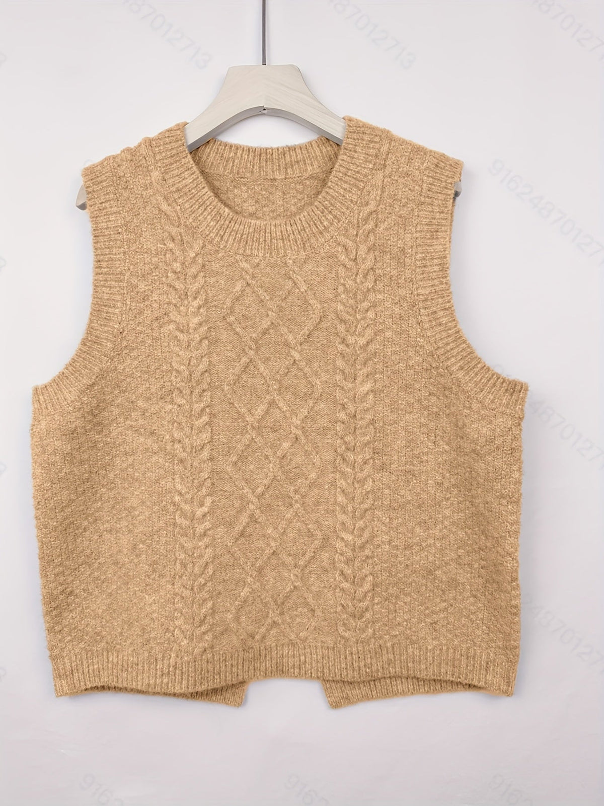Women's Cable-Stitch Round-Neck Sweater Vest – view 3
