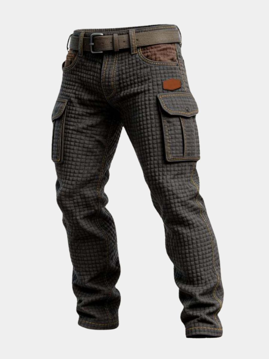 Men's Padded Texture Slim-Cut Fit Cargo Trousers – view 4