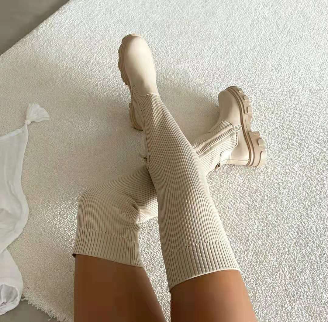 Women's Premium Leather Boots for Evening Wear – Beige