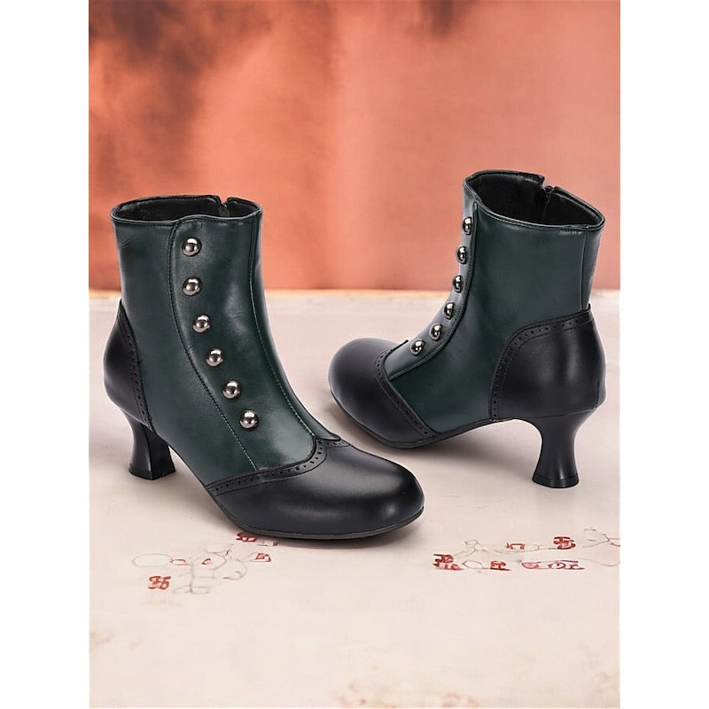 Women's Retro Two-Tone Button Detail Booties – view 6