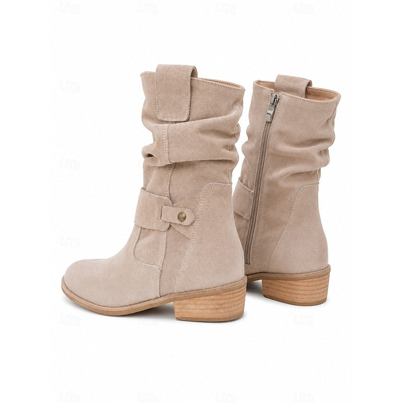 Women's Slouchy Block-Heel Booties with Side Zip – view 5
