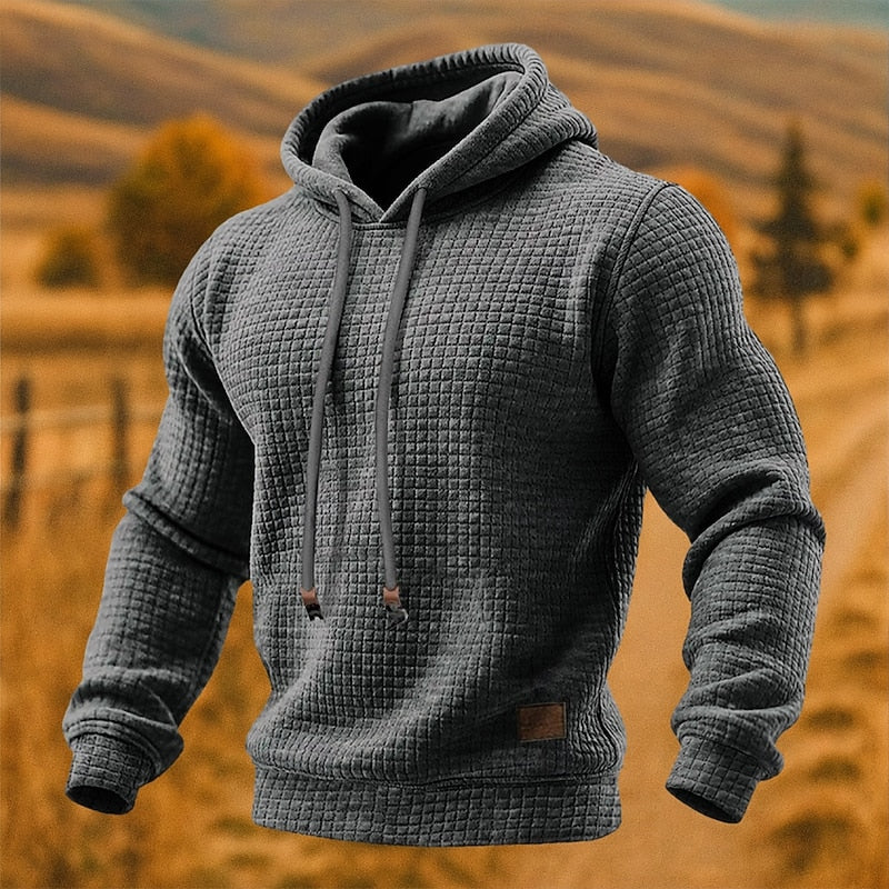 Men's Waffle Texture Pullover Hoodie for Everyday Wear – view 6