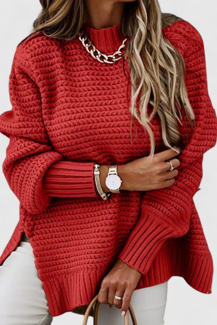 Women's Rib-Knit Sweater Set – Red