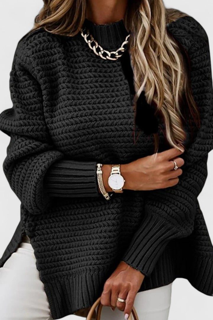 Women's Rib-Knit Sweater Set – Black