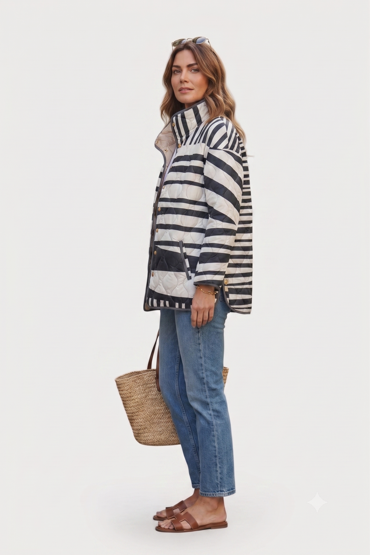 Women's Stripe-Detail Padded Puffer Jacket – view 3