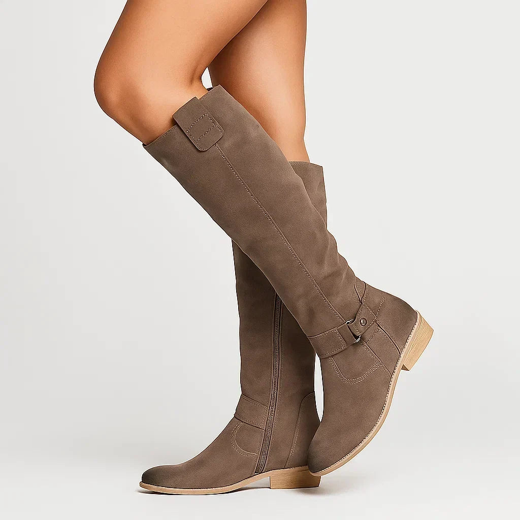 Women's Suede-Finish Knee-High Boots – Brown
