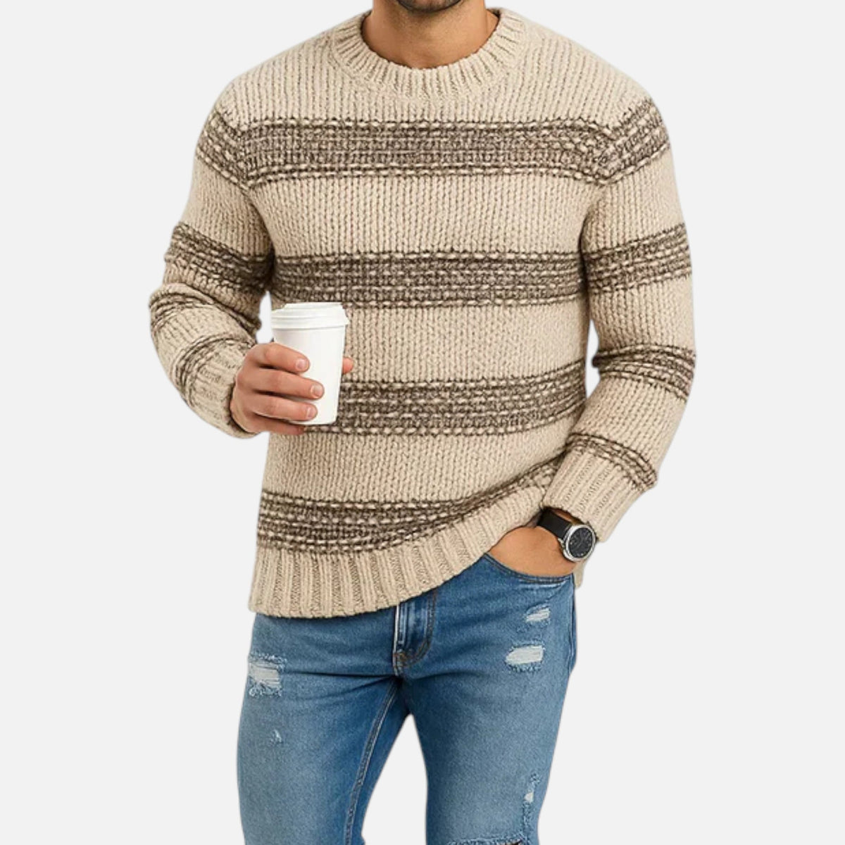 Men's Crewneck Mid-Weight Cold-Weather Knit Pullover – view 1