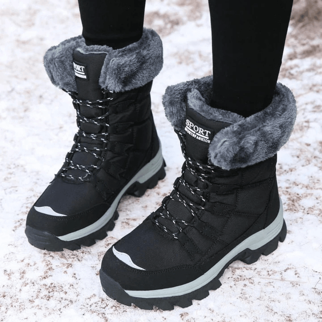 Women's Plush-Fur Lined Cold-Weather Boots – Black