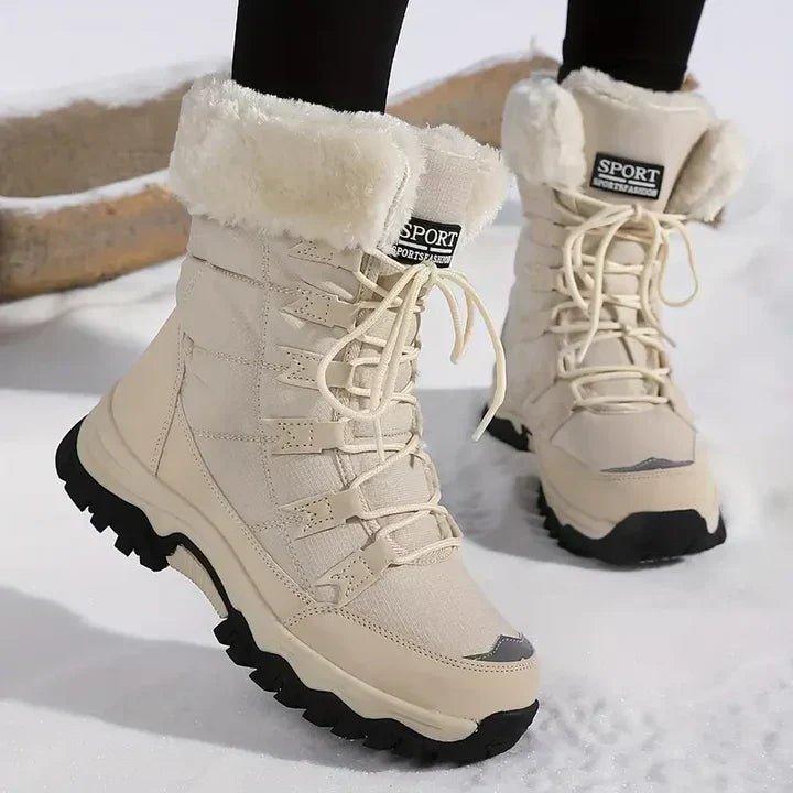 Women's Plush-Fur Lined Cold-Weather Boots – Beige
