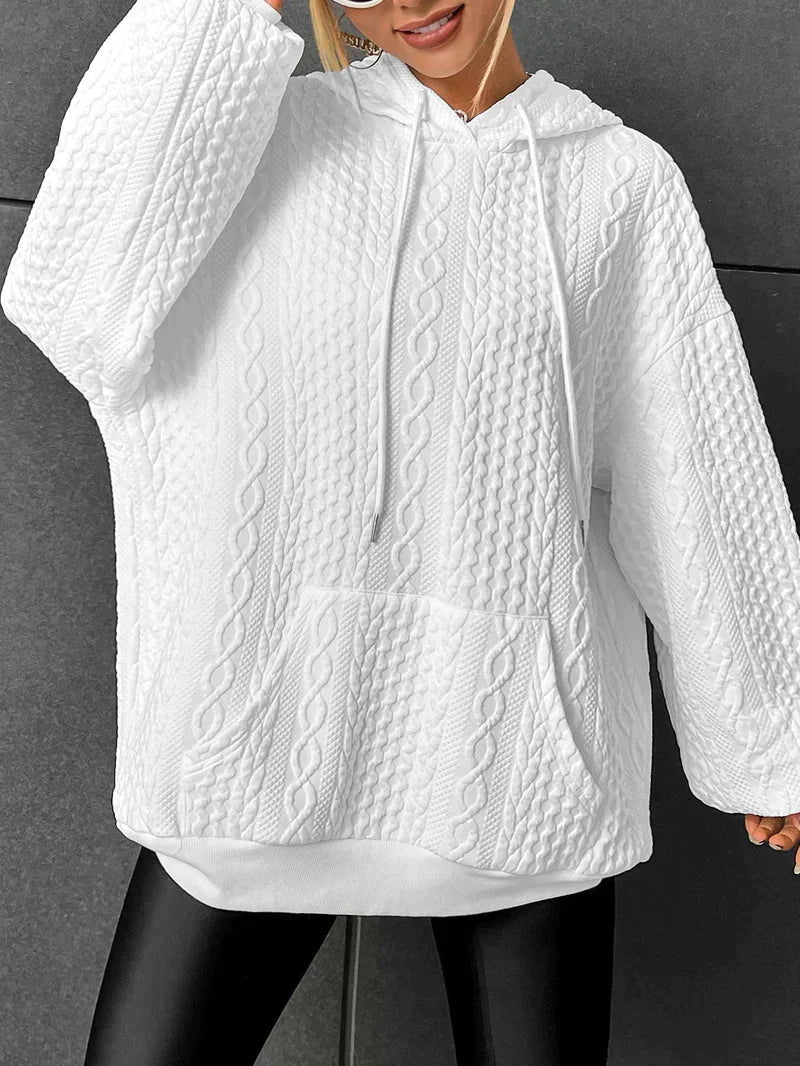 Women's Loose-Fit Tie-Waist Hoodie with Front Pocket – view 5