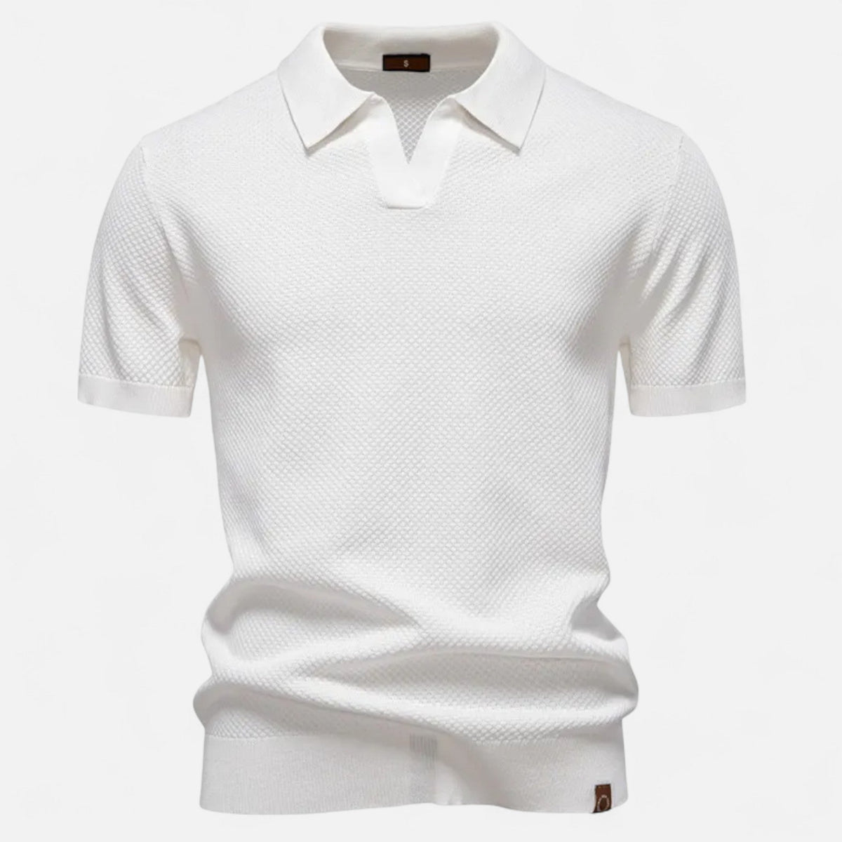 Men's Wool Pineapple Polo Shirt for Evening Wear – White