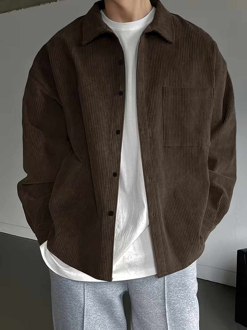 Men's Cord Long-Sleeve Everyday Jacket – Brown