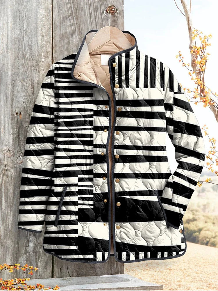 Women's Stripe-Detail Padded Puffer Jacket – Multicolor