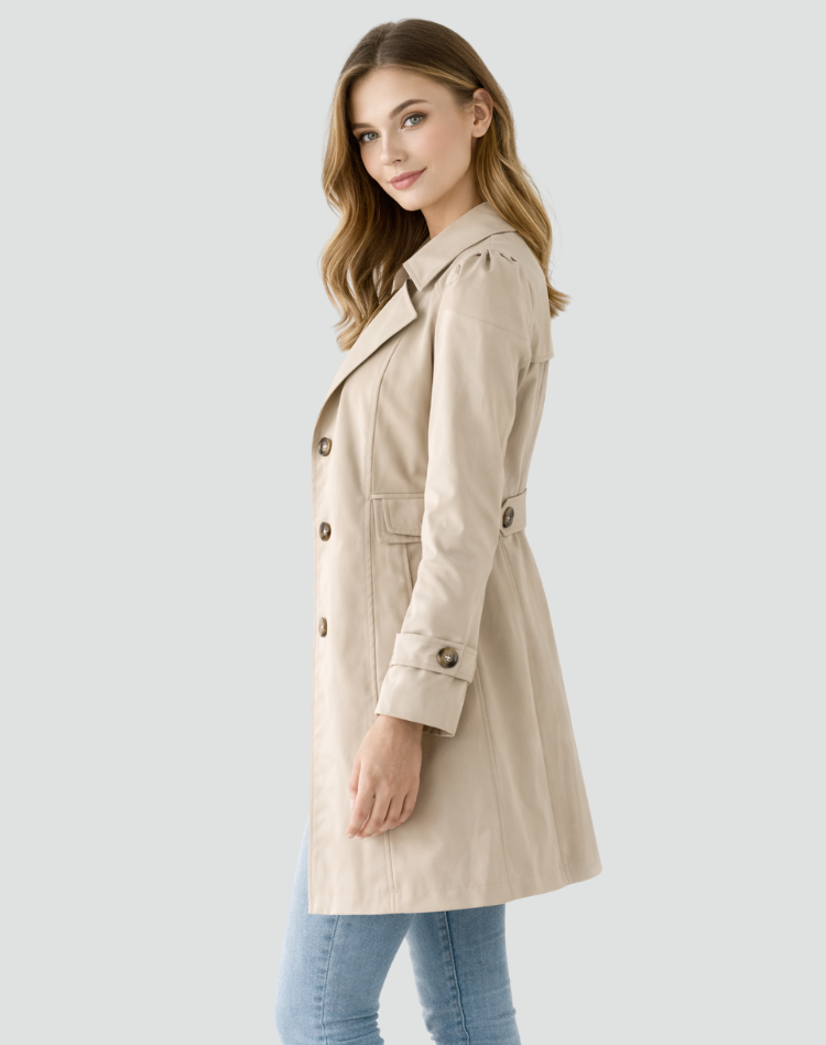 Women's Fitted Mid-Length Lapel Trench Coat – view 6