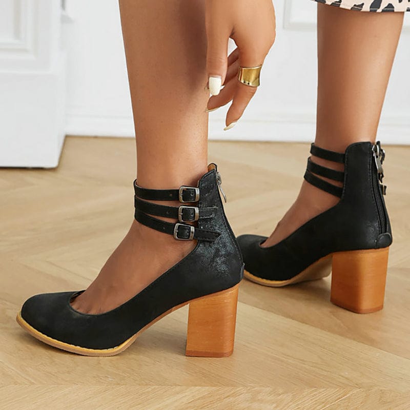 Women's Triple Buckle-Detail Block-Heel Booties – view 5