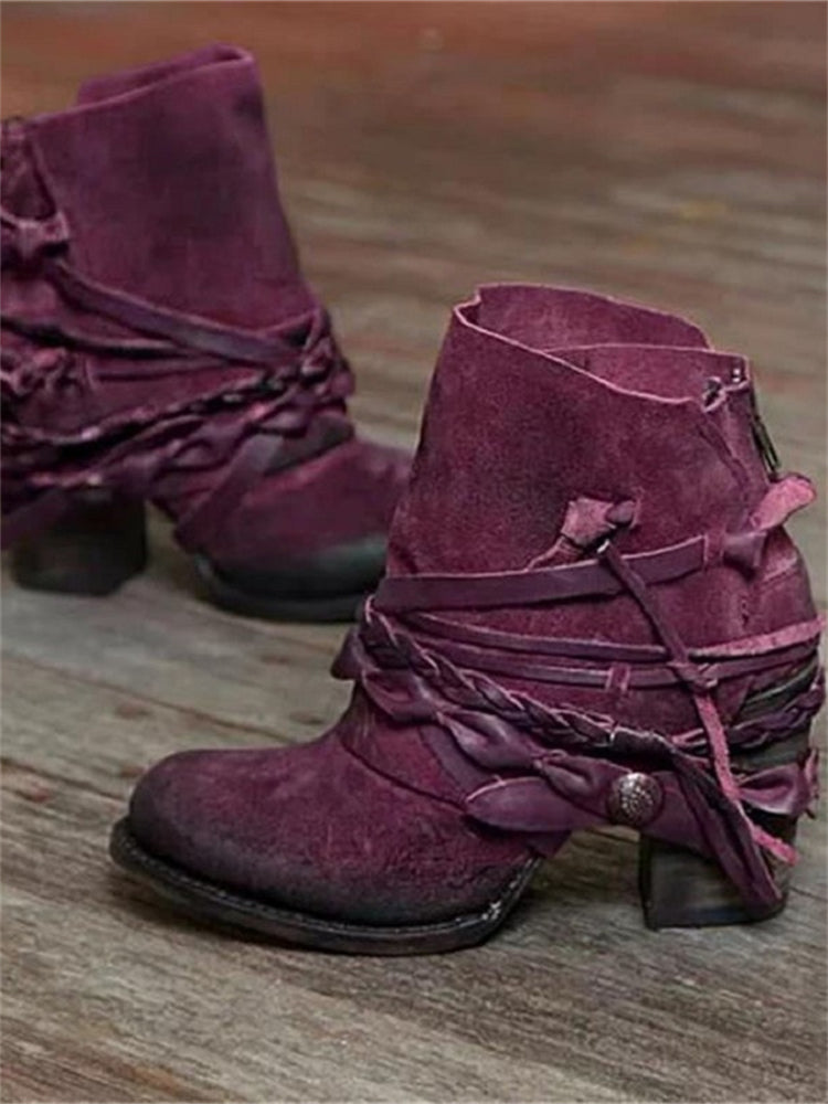 Women's Braided Laced Booties – Fuchsia