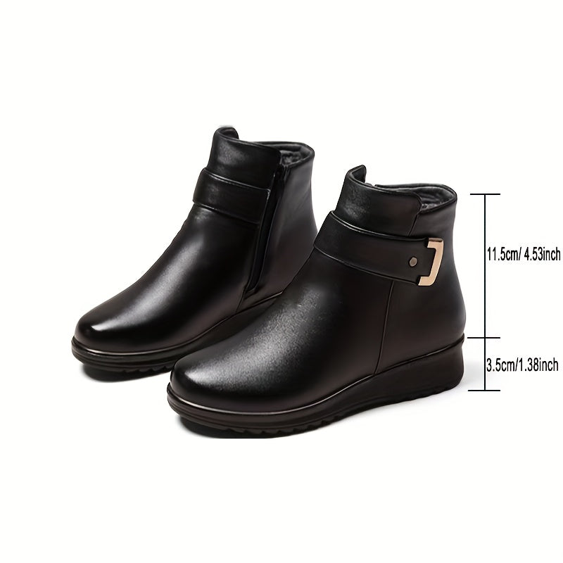Women's Soft-Lined Flat-Sole Booties with Buckle Detail – view 4