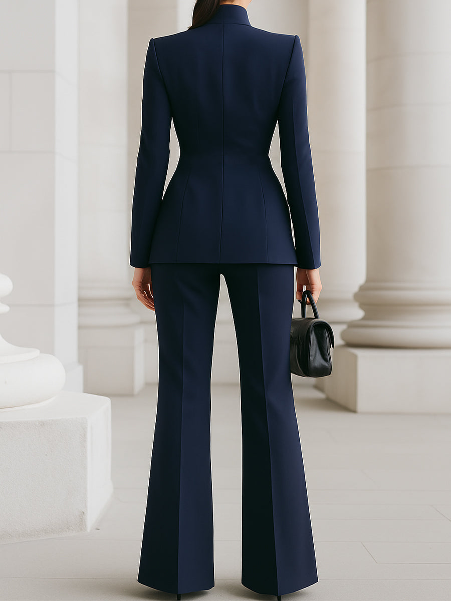 Women's Fitted High-Collar Blazer Suit Set – view 8
