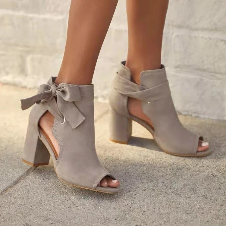 Women's Peep-Toe Booties with Side Bow Detail – view 5