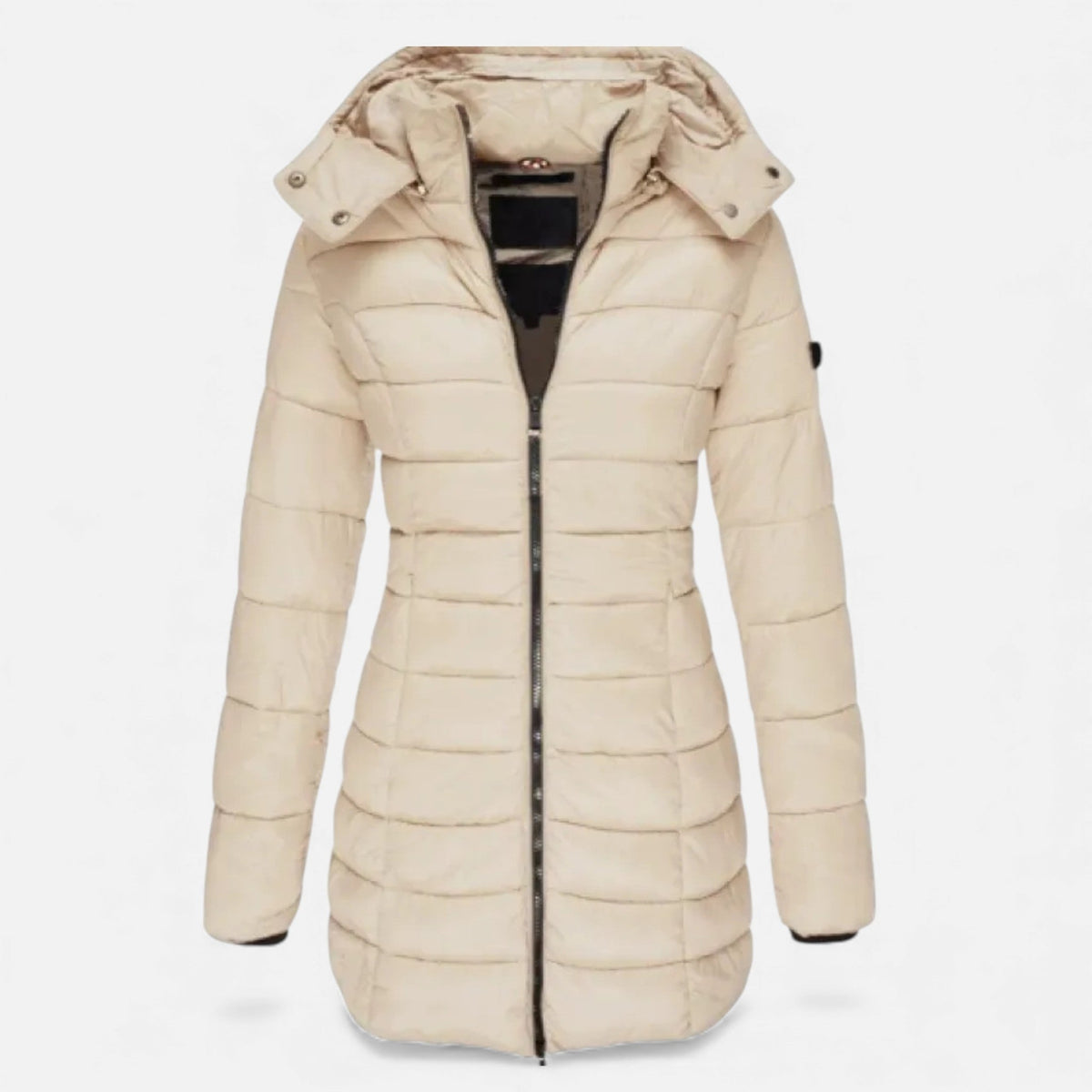 Women's Padded Slim-Cut Mid-Length Jacket – Beige