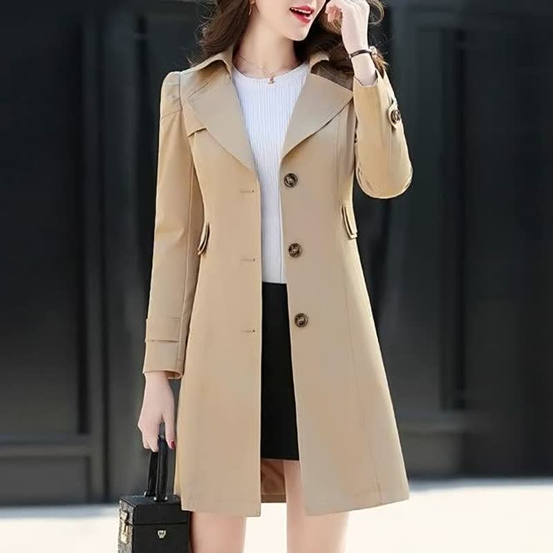 Women's Fitted Longline Trench Coat – Khaki