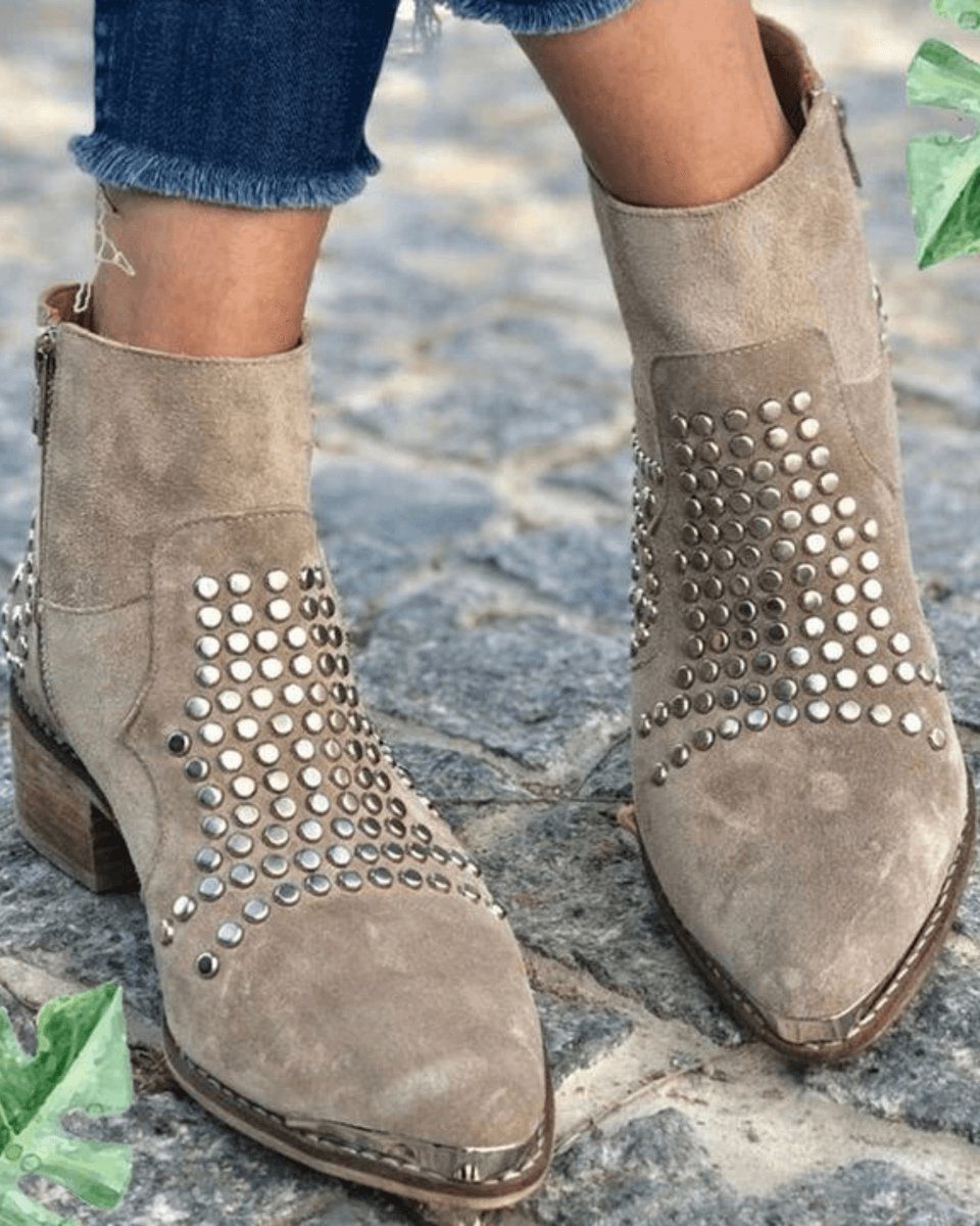 Women's Studded Suede-Finish Booties – view 1