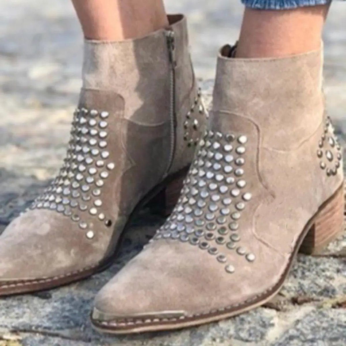 Women's Studded Suede-Finish Booties – view 2