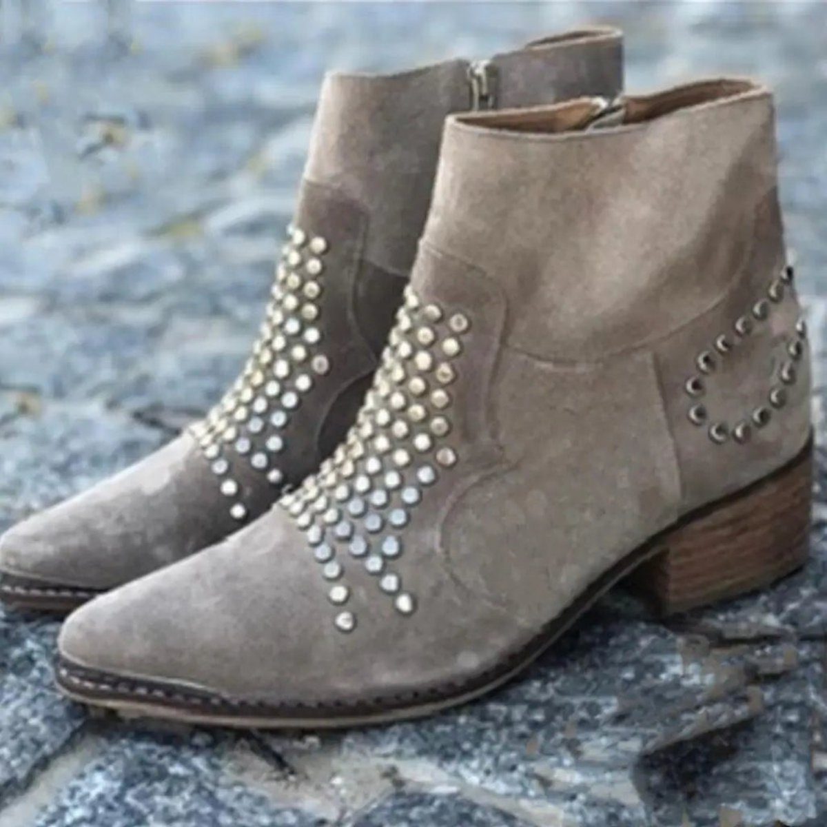 Women's Studded Suede-Finish Booties – view 3