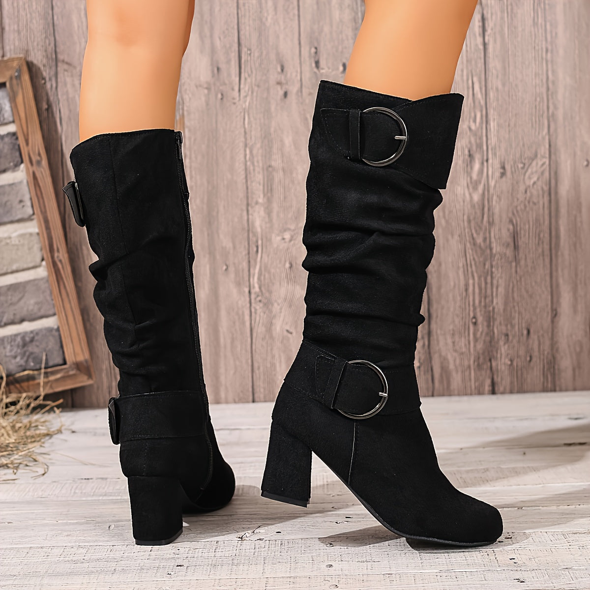 Women's Slouchy Block-Heel Knee High Boots for Weekends – view 4