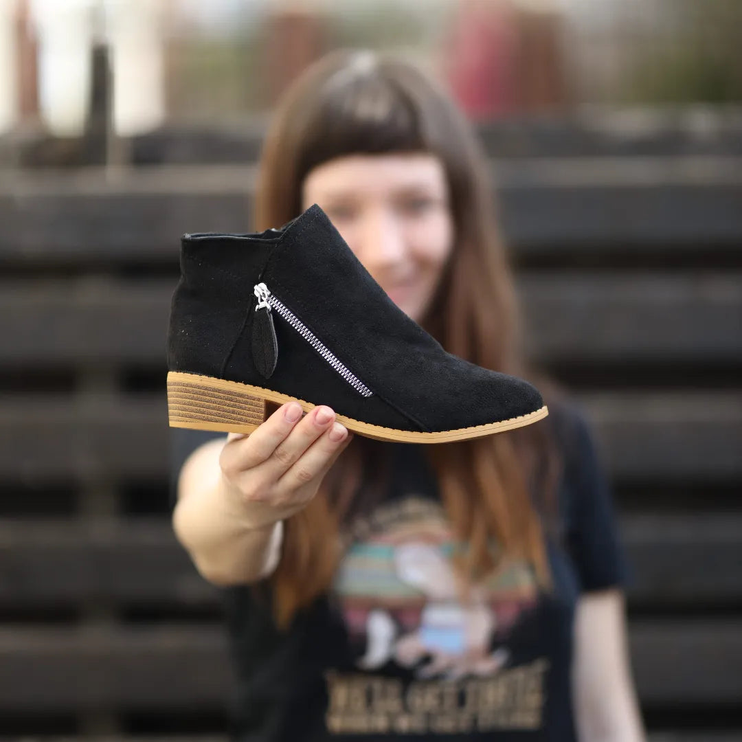 Women's Suede-Finish Look Booties with Tassel Zip – view 2