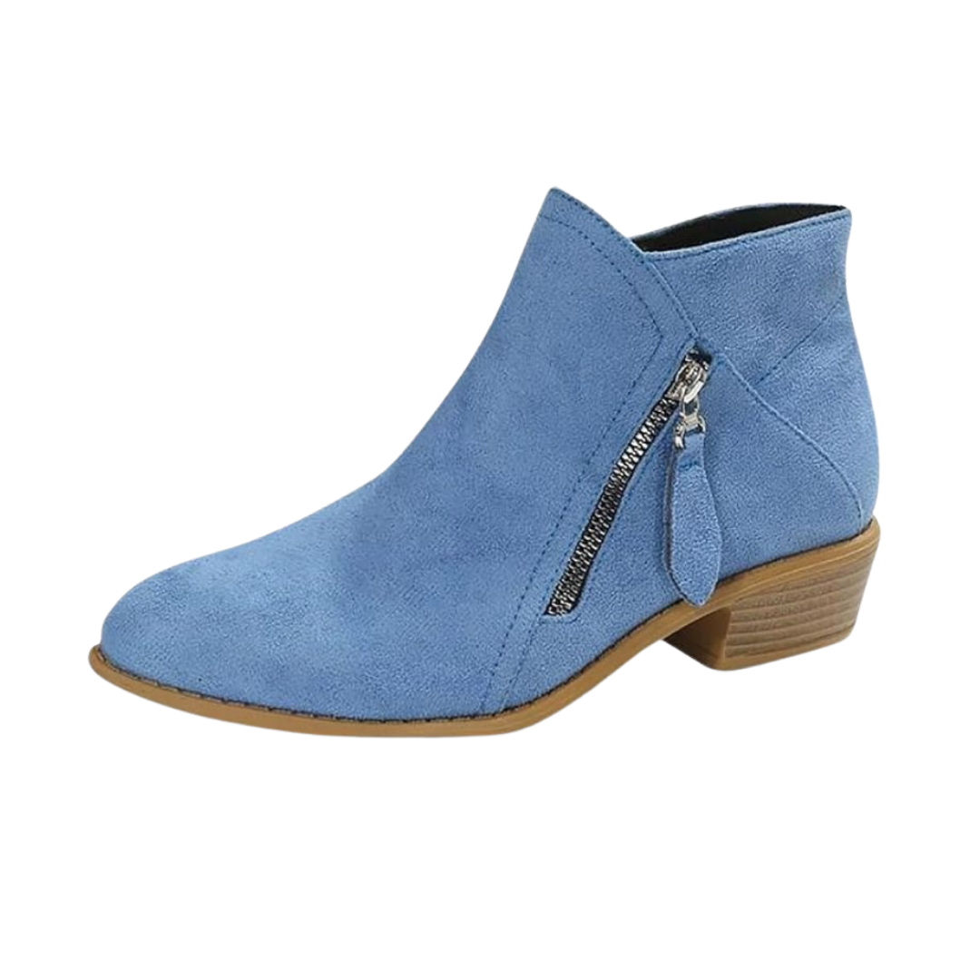 Women's Suede-Finish Look Booties with Tassel Zip – Blue